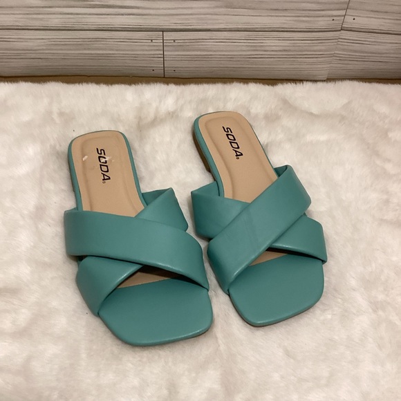 Soda Shoes - Soda Women's Teal Slide Sandals